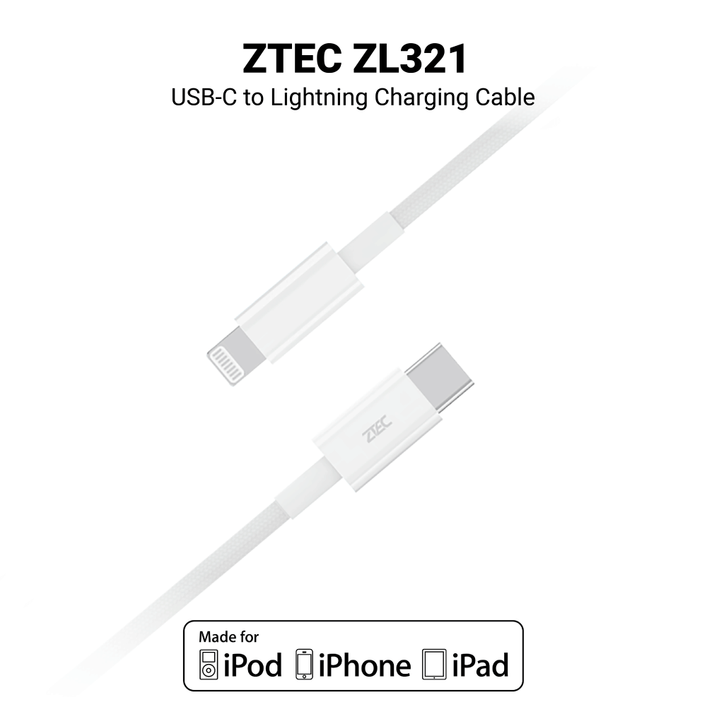 สายชาร์จเร็ว ZTEC รุ่น ZL321 USB-C to USB-C สีขาว 1 เมตร (รองรับมาตรฐาน MFI)_1